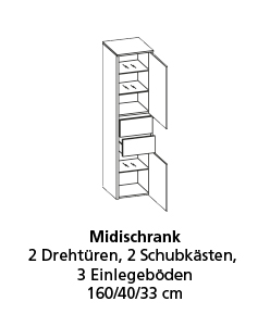 Programm vito TIDY in Weiß hochglanz - Rivier Eiche