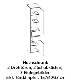 Programm vito TIDY in Weiß hochglanz - Rivier Eiche