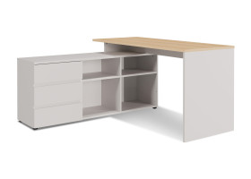 Winkelschreibtisch vito Lapito in Lindberg Eiche / Kaschmir