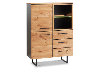 Highboard vito MALIKA in Charakter- Eiche, schwarz, anthrazit