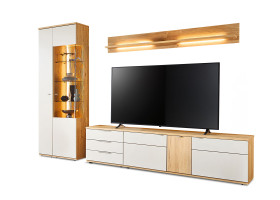 Wohnwand vito Berghe in Tonweiss matt, Balkenbuche (NB)