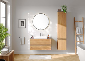 LED Spiegelpaneel rund, 80cm vito Caribu in Eiche Gustavson