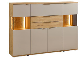Highboard vito Berghe in Tonweiss matt, Balkenbuche (NB)
