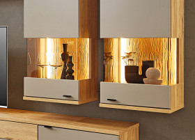 Wohnwand vito Berghe in Tonweiss matt, Balkenbuche (NB)