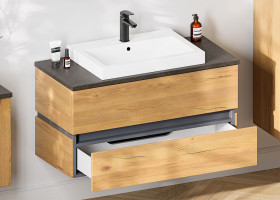 Waschtisch mit Aufsatzbecken, 100cm vito Caribu in Eiche Gustavson