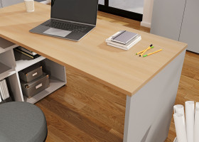 Winkelschreibtisch vito Lapito in Lindberg Eiche / Kaschmir