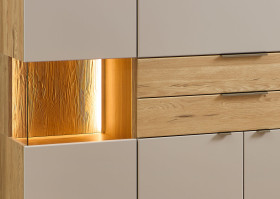 Highboard vito Berghe in Tonweiss matt, Balkenbuche (NB)